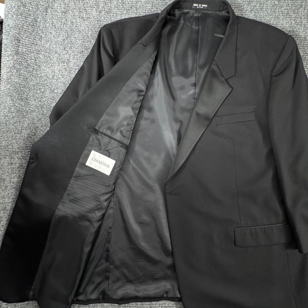 Vintage 90s Cricketeer Mens 52L Portly Tuxedo Black Wool 50 Waist Pants Korea